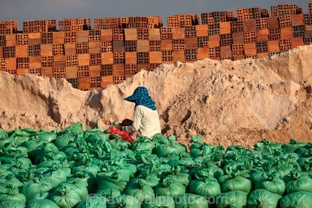 Asia;brick;bricks;Cambodia;Chong-Khnies;Chong-Kneas;green;Indochina-Peninsula;Kampuchea;Kingdom-of-Cambodia;manual-labor;manual-labour;people;person;Port-of-Chong-Khneas;sand;sand-bag;sand-bags;sands;Siem-Reap;Siem-Reap-Province;Siem-Reap-River;Southeast-Asia;worker;workers