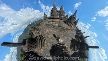 Borobudur;Borobudur-Temple;Yogyakarta;Java;Indonesia;Asia;South-East-Asia;Southeast-Asia;Jogja;Jogjakarta;UNESCO-World-Heritage-Site;Buddhist-temple;Buddhist-temples;historic;historical;religious-monuments;religious-site;ruin;ruins;abandon;abandoned;ancient-temple;ancient-temples;temple-ruins;Buddhism;stone;stone-building;stonework;tourist-attraction;tourist-site;fisheye;fisheye-lens-extreme-fisheye