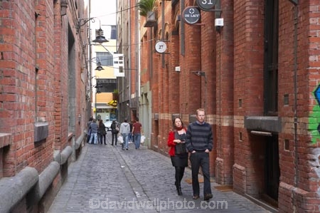 alley;alleys;alleyway;alleyways;Australia;back-street;back-streets;cobblestone;cobblestoned;cobblestones;Historic;lane;lanes;Marks-Warehouses-1887;Melbourne;Niagara-Lane;pedestrian;people;person;street-scene;street-scenes;VIC;Victoria
