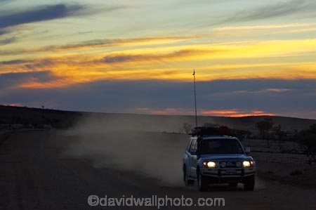 4wd;4wds;4wds;4x4;4x4s;4x4s;Australasia;Australia;Australian;Australian-Desert;Australian-Deserts;Australian-Outback;countryside;dark;dusk;dust;dusty;four-by-four;four-by-fours;four-wheel-drive;four-wheel-drives;gravel-road;gravel-roads;headlight;headlights;light;lights;metal-road;metal-roads;metalled-road;metalled-roads;N.S.W.;New-South-Wales;night;NSW;Outback;Outback-Driving;Outback-Motoring;Outback-Travel;road;roads;rural;suv;suvs;Tibooburra;twilight;vehicle;vehicles