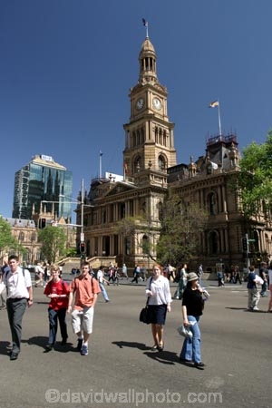 Pedestrian;Crossing;Sydney;Town-Hall;Sydney;Australia;town;hall;pedestrians;historic;historical;clock-tower;clock;tower;cbd;city