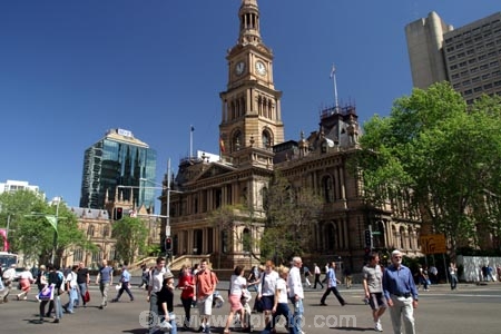Pedestrian;Crossing;Sydney;Town-Hall;Sydney;Australia;town;hall;pedestrians;historic;historical;clock-tower;clock;tower;cbd;city