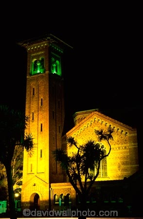 night;nighttime;light;lit;lighting;historical;history;old;brick;bricks;congregation;congregate;building;Italian-Romanesque-design;John-Mair;Italo_Byzantine-period;mosaic;campanile;bell-tower