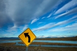 Argentina;Argentine-Patagonia;Argentine-Republic;big-sky;cloud;clouds;corner;corner-sign;corners;curve;curve-sign;curves;La-Leona-River;Latin-America;National-Route-40;Patagonia;Patagonian;Rio-La-Leona;road-sign;road-signs;Route-40;Route-Forty;Ruta-40;Ruta-Nacional-40;Santa-Cruz-Province;sign;signs;sky;South-America;South-Argentina;Southern-Argentina;Sth-America;travel;warning-sign