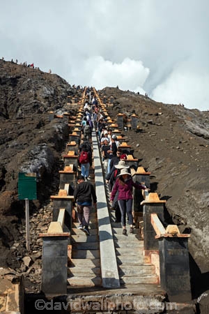 Java;Indonesia;Asia;South-East-Asia;Southeast-Asia;Mt-Bromo;Gunung-Bromo;Bromo;Mount-Bromo;steam;steaming;smoke;smoking;tourist;tourists;tourism;people;cinder-cone;scoria-cone;stairs;stairway;stairways;East-Java