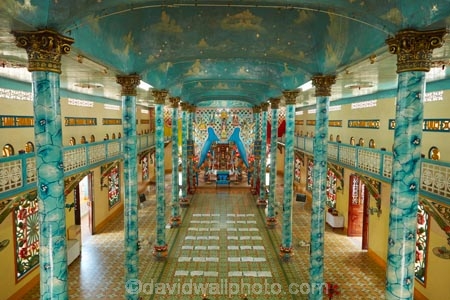 Cai-Ly;Cai-Lay;Cai-Lay-town;Cao-Dai-religion;Cao-Dai-Temple;Cao-Ðài;Caodaism;Caodaist;Caodaists;faith;inside;interior;interiors;Mekong-Delta;ornamental;place-of-worship;places-of-worship;religion;religions;religious;temple;temples;Tien-Giang-province;Vietnam