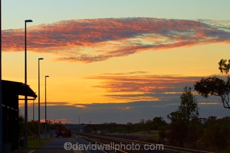 Australasia;Australia;dusk;evening;Katherine;Katherine-Railway-Station;Katherine-Train-Station;last-light;N.T.;nightfall;Northern-Territory;NT;orange;platform;platforms;rail-station;rail-stations;railroad;railroads;railway;railway-station;railway-stations;railways;skies;sky;sunset;sunsets;Top-End;train;train-station;train-stations;trains;transportation;twilight