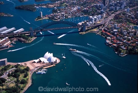 Sydney;Opera;House;Sydney;Harbour;harbor;harbors;harbours;aerials;Bridge;bridges;Australia;aerial;architecture;boat;boats;ferry;ferries;wake;royal-botanic-gardens;royal;botanic;gardens;park