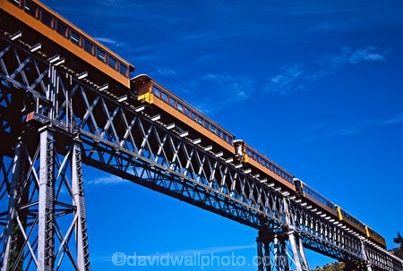 bridge;bridges;carriage;carriages;excursion;high;historic;historical;rail;steel;tourism;train;trains;transport;travel;yellow