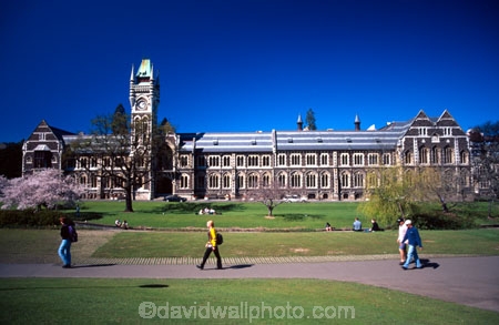 learn;student;blossom;historic;building;buildings;historical;leith;stream;lawn;clock;tower;education;learning;students;scarfies;campus;registry;degree
