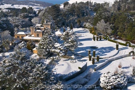 aerial;aerials;building;buildings;castle;castles;cold;Dunedin;fountain;fountains;freezing;historic;historical;history;Larnach-Castle;larnachs-castle;larnachs-castle;manor;New-Zealand;old;otago-peninslar;Otago-Peninsula;pond;ponds;season;seasonal;seasons;snow;snowy;South-Island;white;winter
