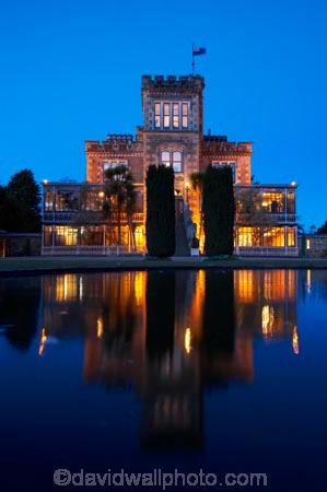 architecture;building;buildings;castle;castles;Dunedin;dusk;estate;flood-light;floodlight;floodlights;floodlit;heritage;historic;historical;history;home;Larnach-Castle;larnachs-castle;manor;manor-house;manor-houses;mansion;mansions;New-Zealand;night;old;Otago-Peninsula;pond;reflection;reflections;South-Island;stately;stately-home;stately-homes;twilight