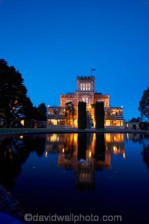 architecture;building;buildings;castle;castles;Dunedin;dusk;estate;flood-light;floodlight;floodlights;floodlit;heritage;historic;historical;history;home;Larnach-Castle;larnachs-castle;manor;manor-house;manor-houses;mansion;mansions;New-Zealand;night;old;Otago-Peninsula;pond;reflection;reflections;South-Island;stately;stately-home;stately-homes;twilight