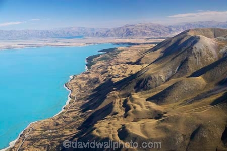aerial;aerial-photo;aerial-photography;aerial-photos;aerials;air-to-air;aqua;Ben-Ohau-Range;blue;Canterbury;lake;Lake-Pukaki;lakes;Mackenzie-Country;Mt-Cook;N.Z.;New-Zealand;NZ;Road;shoreline;shorelines;South-Canterbury;South-Island;teal;turquoise;water