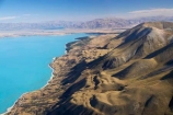 aerial;aerial-photo;aerial-photography;aerial-photos;aerials;air-to-air;aqua;Ben-Ohau-Range;blue;Canterbury;lake;Lake-Pukaki;lakes;Mackenzie-Country;Mt-Cook;N.Z.;New-Zealand;NZ;Road;shoreline;shorelines;South-Canterbury;South-Island;teal;turquoise;water