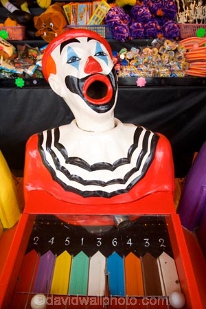 amusement;amusement-park;amusement-parks;amusements;ball-game;Bay-of-Plenty;Bay-of-Plenty-District;bright;chance;clown;clown-face;clown-faces;clown-head;clown-heads;clowns-face;clowns-head;clowns;clowns-face;clowns-head;color;colored;colors;colour;coloured;colours;entertainment;face;faces;fair;fairground;fairground-attraction;fairgrounds;fairs;fun;funfair;funfairs;gamble;gambling;game;game-of-chance;games;games-of-chance;laughing-clown;laughing-clowns;mouth;mouths;N.I.;N.Z.;New-Zealand;NI;North-Island;NZ;open-mouth;open-mouths;red;Rotorua;side-show;side-shows;side_show;side_shows;sideshow;sideshows;stall;stalls;white