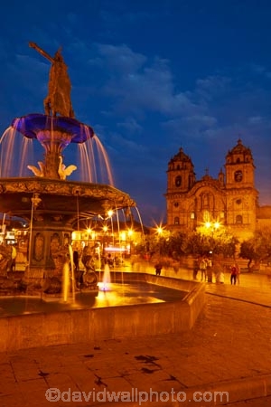 basilica;basilicas;building;buildings;catedral;cathedral;cathedrals;christian;christianity;church;Church-of-the-Society-of-Jesus;churches;colonial-baroque-architecture;colonial-baroque-style;Cusco;Cuzco;dark;dusk;evening;faith;fountain;fountains;golden-statue;heritage;historic;historic-building;historic-buildings;historical;historical-building;historical-buildings;history;Iglesia-de-la-Compania;Iglesia-De-La-Compania-De-Jesus;Iglesia-de-la-CompaÃ±Ã­a;Iglesia-de-la-CompaÃ±Ã­a-de-JesÃºs;Inca-fountain;Inca-King;Inca-statue;Inca-statues;Jesuit-church;Jesuit-churches;Latin-America;light;lighting;lights;Manco-Capac-Fountain;Manco-Capec-statue;night;night-time;night_time;Ninth-Inca;old;Pachacutec;Pachacuti;Parade-Square;people;Peru;place-of-worship;places-of-worship;plaza;Plaza-de-Armas;Plaza-Mayor;Plaza-Mayor-del-Cusco;Plaza-Mayor-del-Cuzco;plazas;religion;religions;religious;Republic-of-Peru;South-America;Square-of-the-Warrior;statue;statues;Sth-America;tourism;tourist;tourists;tradition;traditional;travel;twilight;UN-world-heritage-area;UN-world-heritage-site;UNESCO-World-Heritage-area;UNESCO-World-Heritage-Site;united-nations-world-heritage-area;united-nations-world-heritage-site;water;water-feature;water-features;Weapons-Square;world-heritage;world-heritage-area;world-heritage-areas;World-Heritage-Park;World-Heritage-site;World-Heritage-Sites