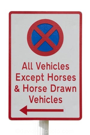 Arrowtown;New-Zealand;no;parking;stopping;No-stopping-except-horses;NZ;Otago;sign;South-Island;cutout;cut;out;except;horses